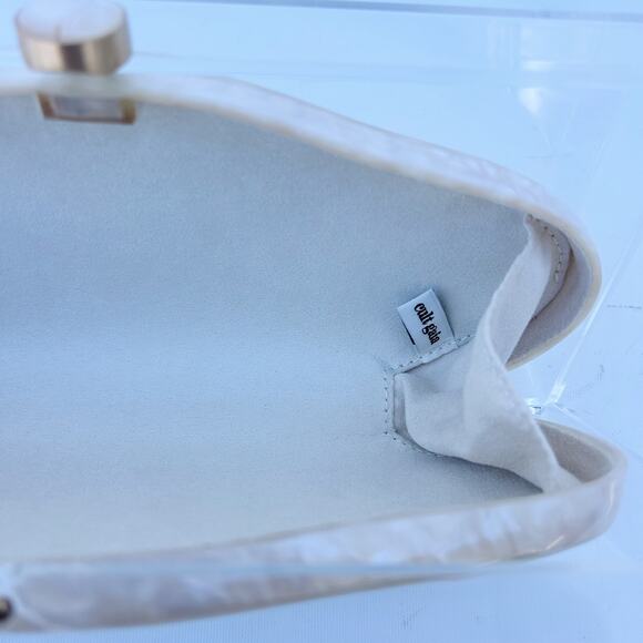 Cult Gaia Annika Clear Acrylic Pearl Clutch Rectangular Purse Transparent - Picture 10 of 15